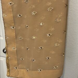 Golden Duppatta stole full size. Embroidered sequins Fabric. NWOT